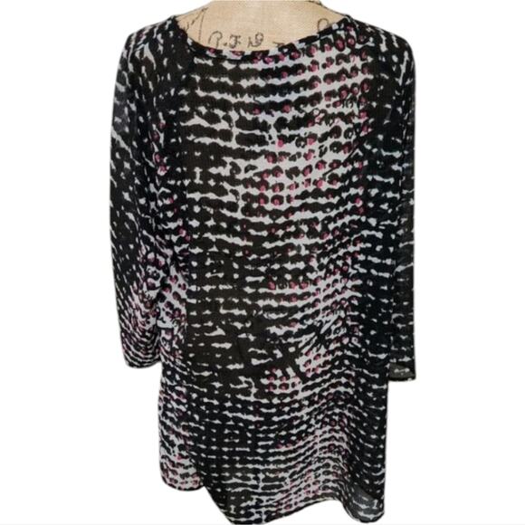 Lane Bryant slightly sheer pink and black pintucked tunic plus size 18 20 2X - Picture 2 of 8